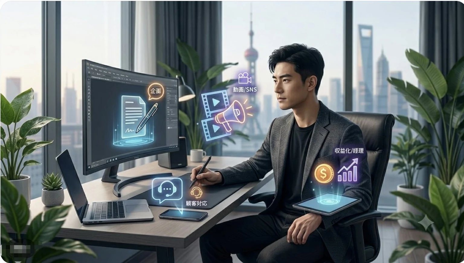 一个人也能经营一家公司?AI正在重新定义小型企业的未来 · 概念配图